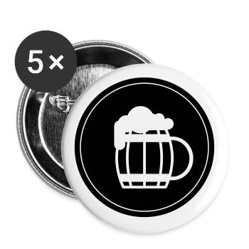 Beer Glass Beer Symbol - Buttons large 2.2''/56 mm (5-pack) - white - Front