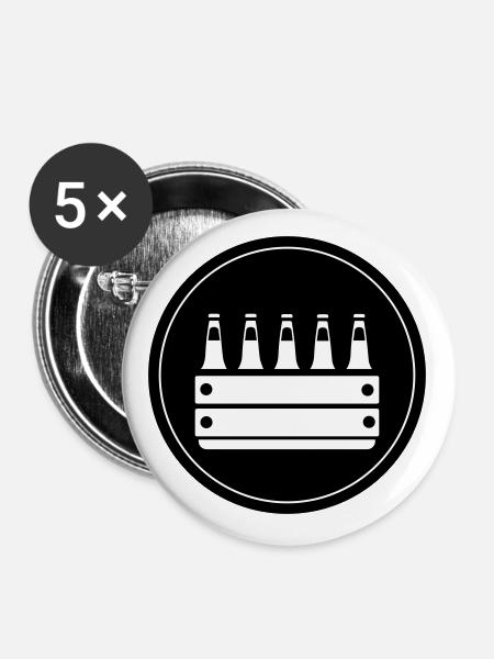 Bierkiste Kiste Bier - Buttons groß 56 mm (5er Pack) - Weiß