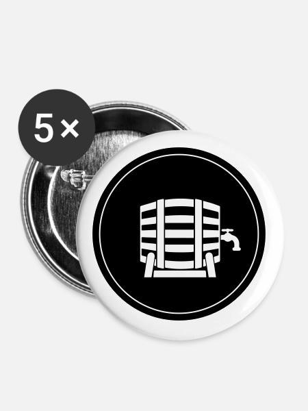 Bierfass Bier - Buttons groß 56 mm (5er Pack) - Weiß