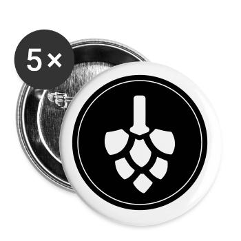 Bier Hopfen - Buttons groß 56 mm (5er Pack) - Weiß - Vorne