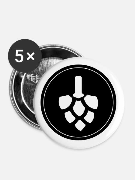 Bier Hopfen - Buttons groß 56 mm (5er Pack) - Weiß