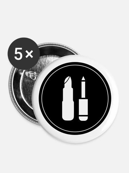 Make Up Kosmetik Icon - Buttons groß 56 mm (5er Pack) - Weiß