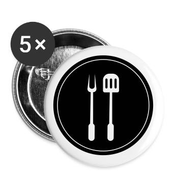 Grill pinces symbole de cricket - Lot de 5 grands badges (56 mm) - blanc - Devant