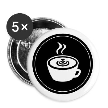 Coffee Logo - Buttons large 2.2''/56 mm (5-pack) - white - Front