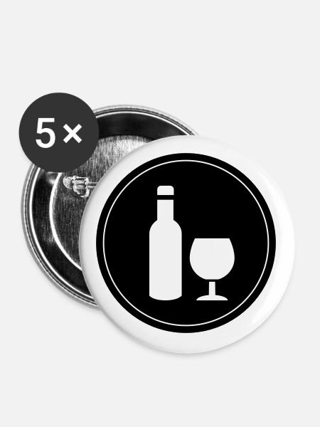 Wein Rotwein - Buttons groß 56 mm (5er Pack) - Weiß