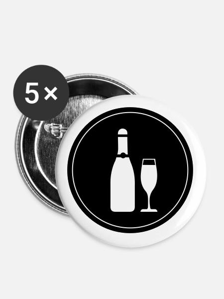 Rotwein Symbol - Buttons groß 56 mm (5er Pack) - Weiß
