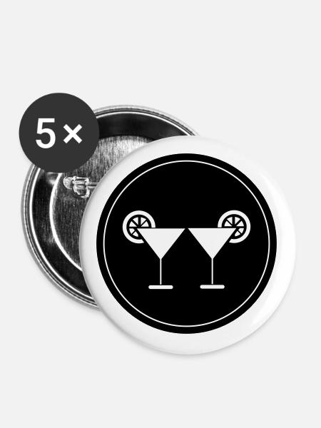 Cocktail Icon - Buttons groß 56 mm (5er Pack) - Weiß