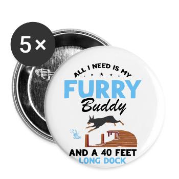 Wassersport für Hunde und Hundewassersport - Buttons groß 56 mm (5er Pack) - Weiß - Vorne