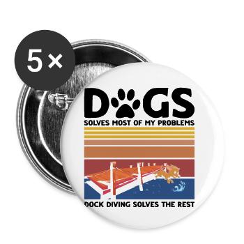 Wassersport für Hunde und Hundewassersport - Buttons groß 56 mm (5er Pack) - Weiß - Vorne
