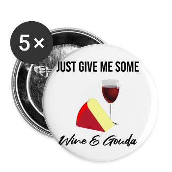 Design de fromage Gouda pour Gouda Fnas et Charcuterie - Lot de 5 grands badges (56 mm) - blanc - Devant