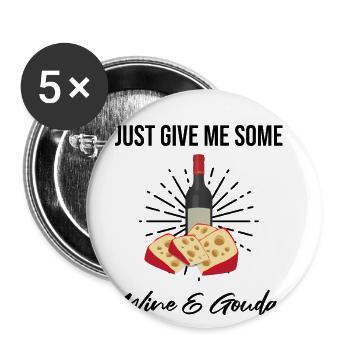 Amateurs de Gouda pour Gouda fumé - Lot de 5 grands badges (56 mm) - blanc - Devant