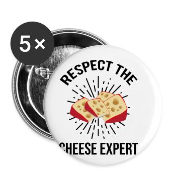 Gouda lovers for smoked Gouda - Buttons large 2.2''/56 mm (5-pack) - white - Front