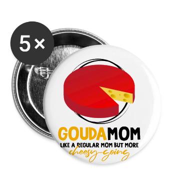 Citation sur la fabrication du fromage pour les amateurs de fromage de Gouda et de Gouda - Lot de 5 grands badges (56 mm) - blanc - Devant