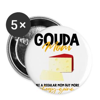 Smoked Gouda design and Gouda gourmet - Buttons large 2.2''/56 mm (5-pack) - white - Front