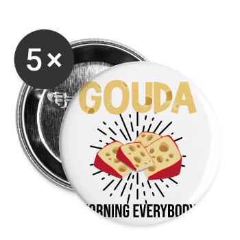 Gouda design for cheese dairy and Gouda cheese - Buttons large 2.2''/56 mm (5-pack) - white - Front