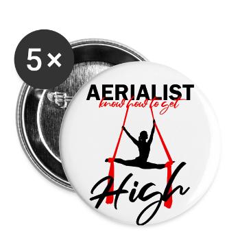 Danseur de soie aérienne pour ruban aérien et acrobate - Lot de 5 grands badges (56 mm) - blanc - Devant