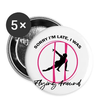 Aerial Silk Dancer für Aerial Ribbon und Aerialist - Buttons groß 56 mm (5er Pack) - Weiß - Vorne
