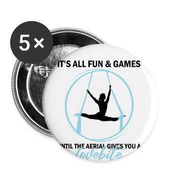 Aerial Silks für Aerial Yoga und Aerial Gymnastics - Buttons groß 56 mm (5er Pack) - Weiß - Vorne