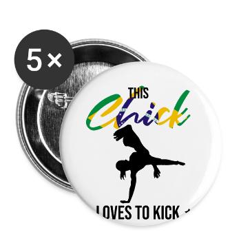 Dicton de danse afro-brésilienne pour la Capoeira - Lot de 5 grands badges (56 mm) - blanc - Devant