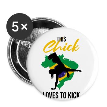 Instruments de capoeira pour la danse brésilienne - Lot de 5 grands badges (56 mm) - blanc - Devant