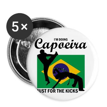Ginga Capoeira für brasilianische Kampfsportarten - Buttons groß 56 mm (5er Pack) - Weiß - Vorne