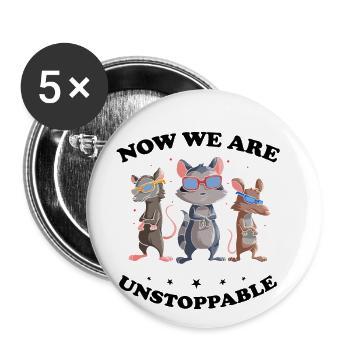 Waschbär Design für Possum und Beutelratte - Buttons groß 56 mm (5er Pack) - Weiß - Vorne