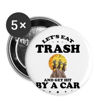 Sariga Design für Opossum und Waschbär - Buttons groß 56 mm (5er Pack) - Weiß - Vorne