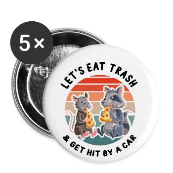 Conception de raton laveur pour opossum et rat marsupial - Lot de 5 grands badges (56 mm) - blanc - Devant