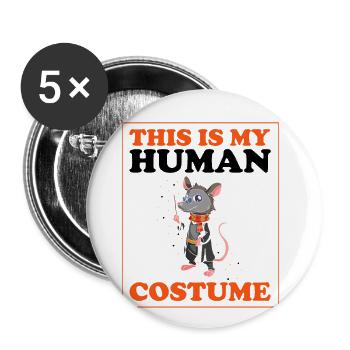 Sariga Design für Opossum und Waschbär - Buttons groß 56 mm (5er Pack) - Weiß - Vorne