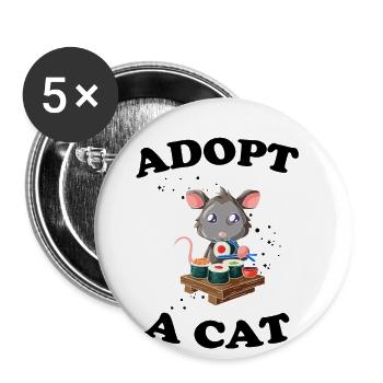 Conception de raton laveur pour opossum et rat marsupial - Lot de 5 grands badges (56 mm) - blanc - Devant