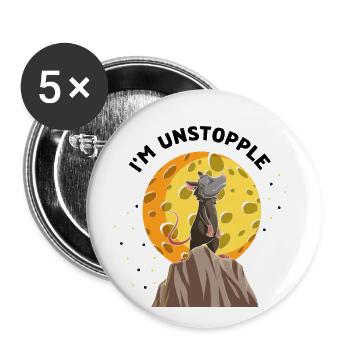 Sariga Design für Opossum und Waschbär - Buttons groß 56 mm (5er Pack) - Weiß - Vorne