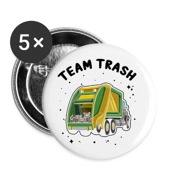 Sariga Design für Opossum und Waschbär - Buttons groß 56 mm (5er Pack) - Weiß - Vorne