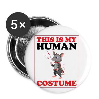 Waschbär Design für Possum und Beutelratte - Buttons groß 56 mm (5er Pack) - Weiß - Vorne