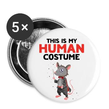Sariga Design für Opossum und Waschbär - Buttons groß 56 mm (5er Pack) - Weiß - Vorne