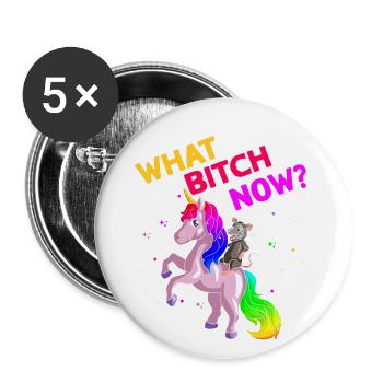 Sariga Design für Opossum und Waschbär - Buttons groß 56 mm (5er Pack) - Weiß - Vorne