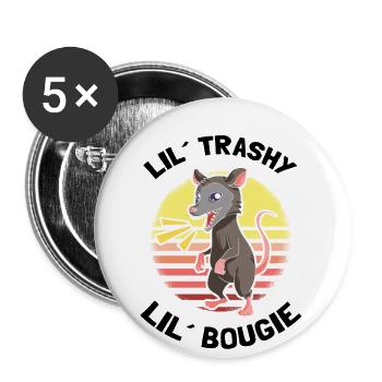 Sariga Design für Opossum und Waschbär - Buttons groß 56 mm (5er Pack) - Weiß - Vorne