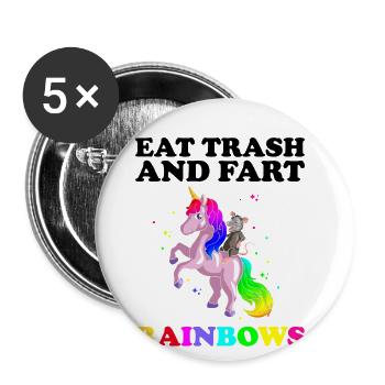 Opossum Design für Waschbär Fans und Beutelratze - Buttons groß 56 mm (5er Pack) - Weiß - Vorne