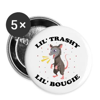 Opossum Design für Waschbär Fans und Beutelratze - Buttons groß 56 mm (5er Pack) - Weiß - Vorne