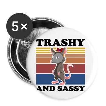 Waschbär Design für Possum und Beutelratte - Buttons groß 56 mm (5er Pack) - Weiß - Vorne
