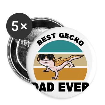 Gecko Papa | Geckos Pet Reptiles Cadeaux - Lot de 5 grands badges (56 mm) - blanc - Devant