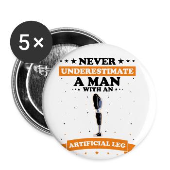Beinprothesendesign und Beinprothesen - Buttons groß 56 mm (5er Pack) - Weiß - Vorne