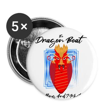 Entraîneur de bateaux-dragons pour les courses de bateaux chinois - Lot de 5 grands badges (56 mm) - blanc - Devant