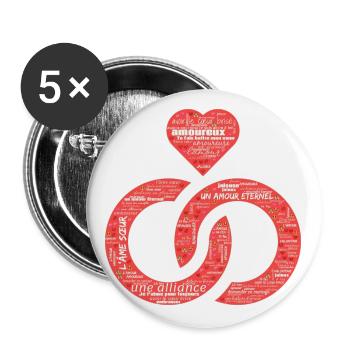 Valentine jour WordArt typography - Lot de 5 grands badges (56 mm) - blanc - Devant