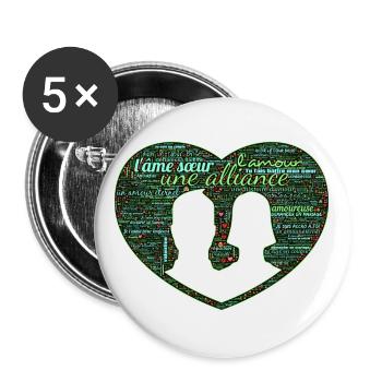 Valentine jour WordArt typography - Lot de 5 grands badges (56 mm) - blanc - Devant