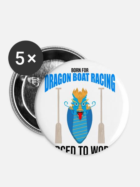 Drachenbootfahren-Thema für Drachenbootpaddeln - Buttons groß 56 mm (5er Pack) - Weiß