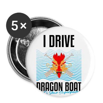 Conception de course de bateaux-dragons pour Dragon Boating - Lot de 5 grands badges (56 mm) - blanc - Devant