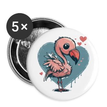 Flamingo - Buttons groß 56 mm (5er Pack) - Weiß - Vorne