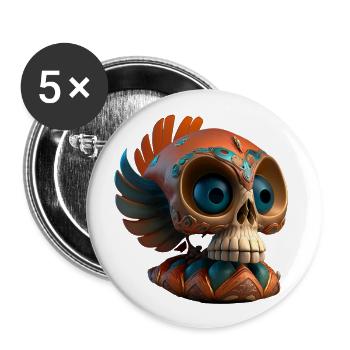 Coatl Skull | Totenkopf | Dias de los Muertos - Buttons groß 56 mm (5er Pack) - Weiß - Vorne