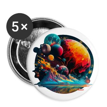 Solar system alignment frenzy - Buttons large 2.2''/56 mm (5-pack) - white - Front