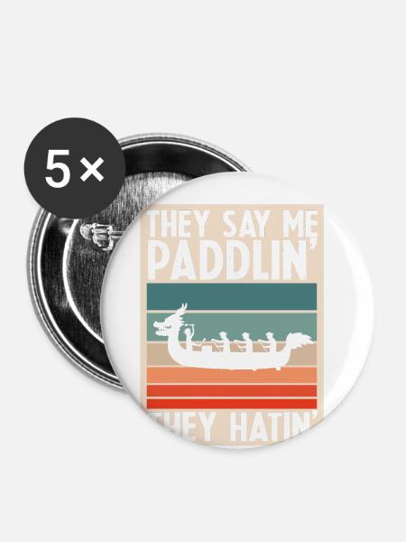 Drachenboot Trainer und Drachenboot - Buttons groß 56 mm (5er Pack) - Weiß
